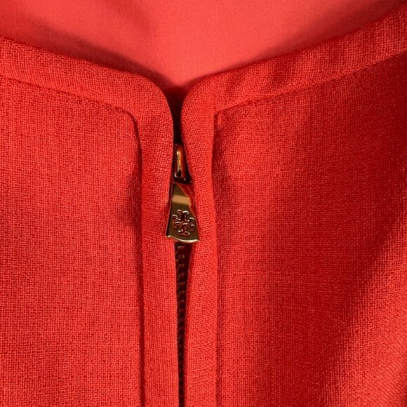 Tory Burch Red/Orange Zip Front Sleeveless Sheath Dress Wool Blend Size 4 - Picture 5 of 11
